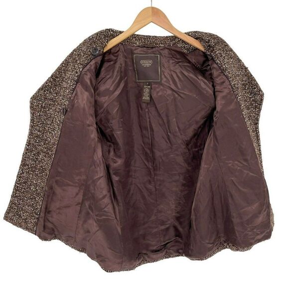 Coach Wool Mohair Blend Tweed Peacoat Brown Women Size 8 - Picture 4 of 12